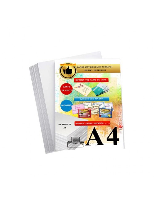 Pack 100 Feuilles Papier 350g A4 210x297 mm cartonné Matt